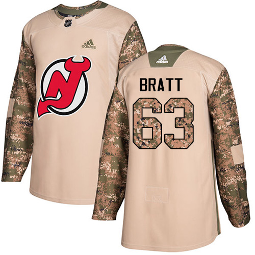 Adidas Devils #63 Jesper Bratt Camo Authentic Veterans Day Stitched Youth NHL Jersey
